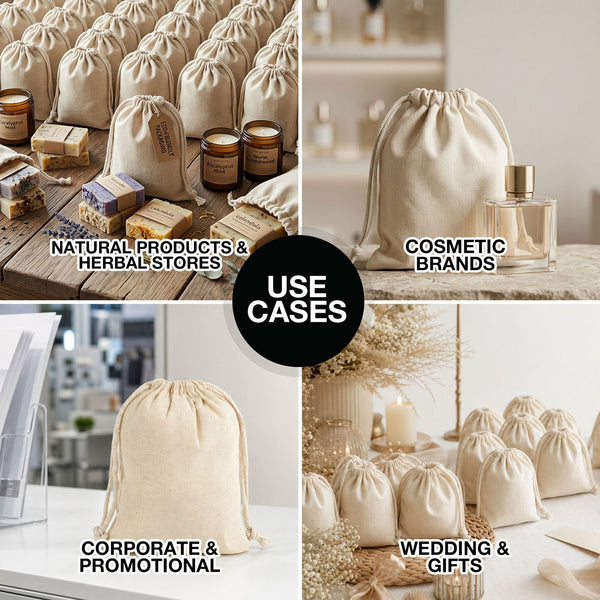 Cotton Drawstring Pouch 6"x8" | Natural Favor & Gift Bag - Pamusan.com