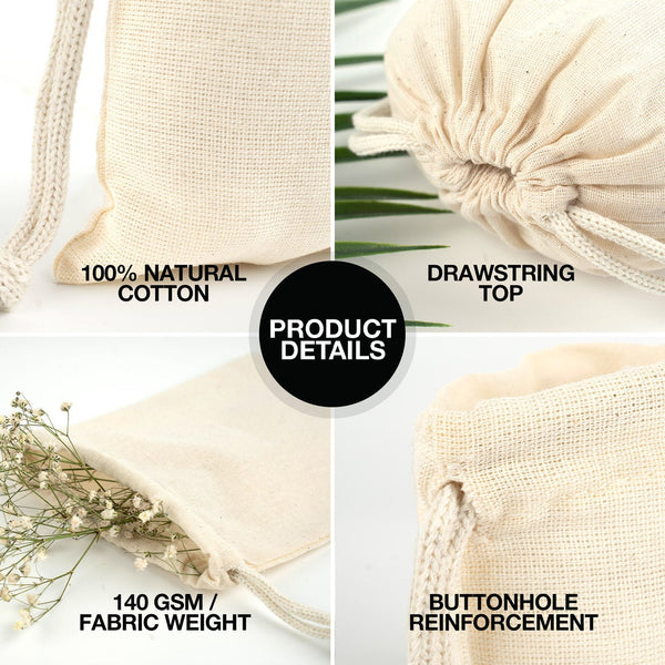 Cotton Drawstring Pouch 6"x8" | Natural Favor & Gift Bag - Pamusan.com