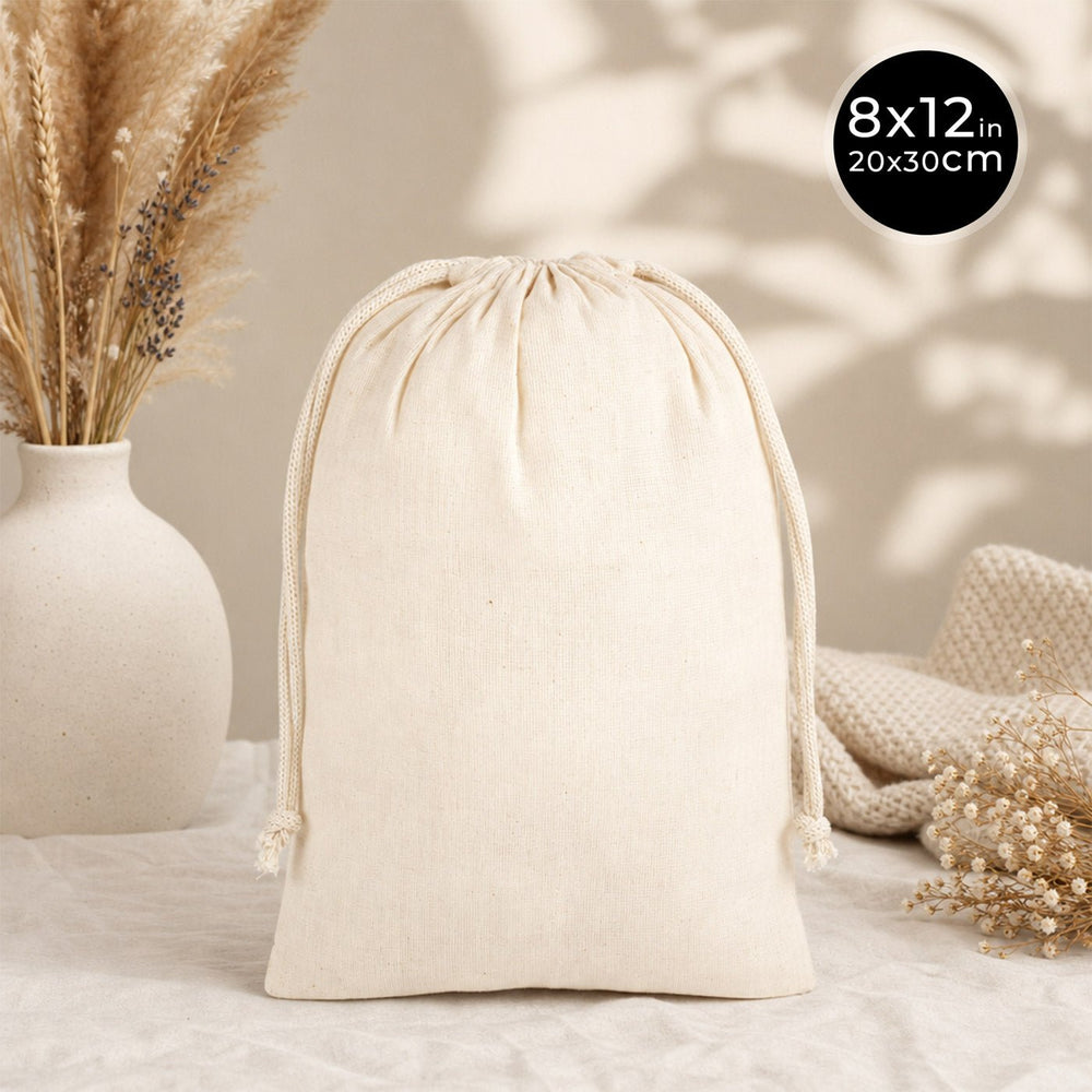 Cotton Drawstring Pouch 8"x12" | Natural Favor & Gift Bag - Pamusan.com