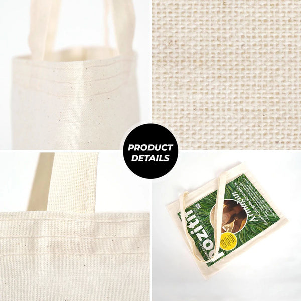 Custom Cotton Shoulder Tote Bag – 14" × 12" (35 × 30 cm) – Natural by Pamusan