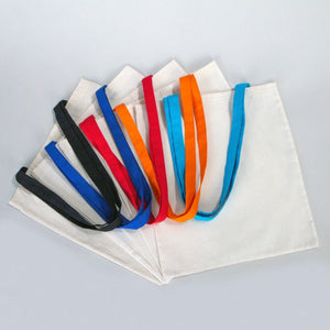 Cotton Tote Bag 14"x16" with Black Handles – Natural Raw Cotton Reusable Bag - Pamusan.com