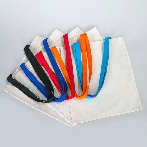 Cotton Tote Bag 14"x16" with Black Handles – Natural Raw Cotton Reusable Bag - Pamusan.com