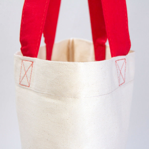 Cotton Tote Bag – 16" × 14" (40 × 35 cm) – Red Handles - Pamusan.com