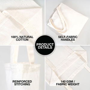 Cotton Tote Bag – 4.13 Oz – 14"W x 16"H Blank Natural Canvas Bag - Pamusan.com