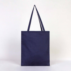Navy blue tote bag on a white background