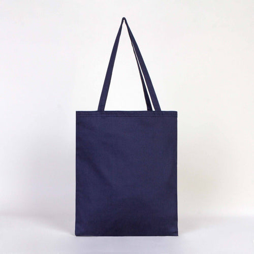 Navy blue tote bag on a white background