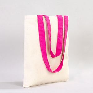 Custom Canvas Purse with Fuchsia Handles - 14" x 16" (35x40 cm) - 10 oz - Pamusan.com