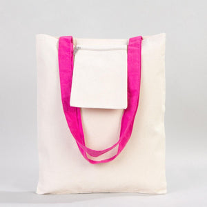 Custom Canvas Purse with Fuchsia Handles - 14" x 16" (35x40 cm) - 10 oz - Pamusan.com