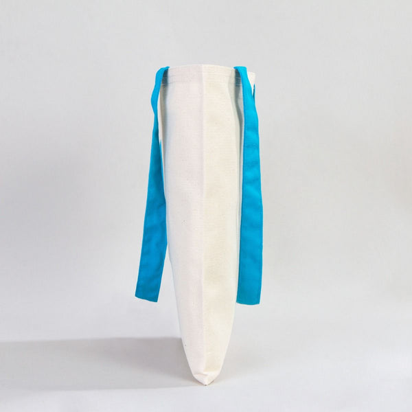 Custom Canvas Purse with Turquoise Handles - 14" x 16" (35x40 cm) - 10 oz - Pamusan.com