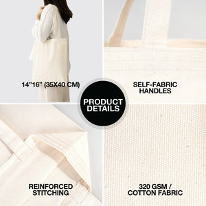 Custom Canvas Tote Bags Bulk – 14"x16" Natural Color with Logo Printing | Wholesale Cotton Totes - Pamusan.com