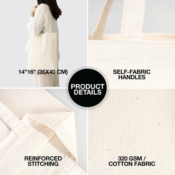 Custom Canvas Tote Bags Bulk – 14"x16" Natural Color with Logo Printing | Wholesale Cotton Totes - Pamusan.com