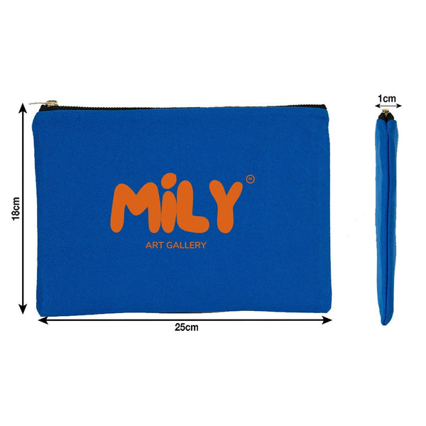 Custom Clutch Canvas Zippered Bag - 10" x 7" (25x18 cm) Saxe Blue - 10 oz - Pamusan.com