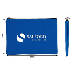 Custom Clutch Canvas Zippered Bag - 10" x 7" (25x18 cm) Saxe Blue - 10 oz - Pamusan.com