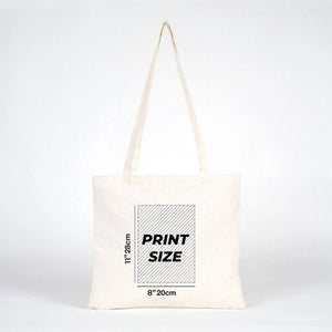 Custom Cotton Shoulder Tote Bag – 14" × 12" (35 × 30 cm) – Natural - View 2