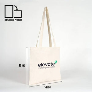 Custom Cotton Shoulder Tote Bag – 14" × 12" (35 × 30 cm) – Natural - Pamusan.com