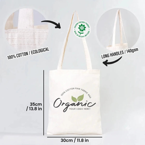 Custom Cotton Tote Bag 12"W x 14"H Personalized Shoulder Totes, Promotional Tote Bag - Pamusan.com
