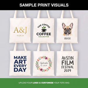 Custom Cotton Tote Bag 12"W x 14"H Personalized Shoulder Totes, Promotional Tote Bag - Pamusan.com