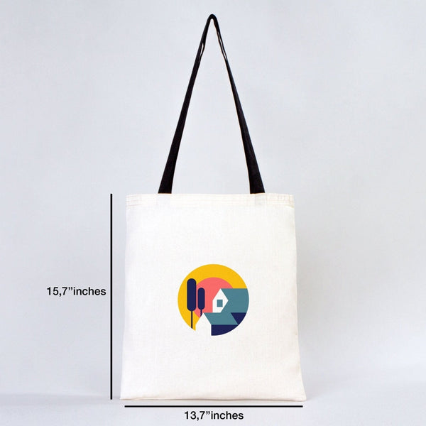 Custom Cotton Tote Bag 14"x16" with Black Handles – Personalized Logo & Promotional Bag - Pamusan.com