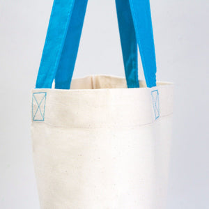 Custom Cotton Tote Bag – 16" × 14" (40 × 35 cm) – Blue Handles - Pamusan.com