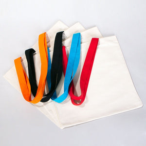 Custom Cotton Tote Bag – 16" × 14" (40 × 35 cm) – Red Handles - Pamusan.com