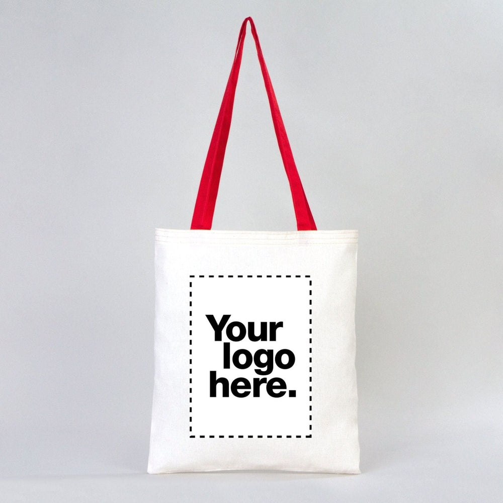 Custom Cotton Tote Bag with Red Handles – 14"x16" Personalized Logo Bag - Pamusan.com