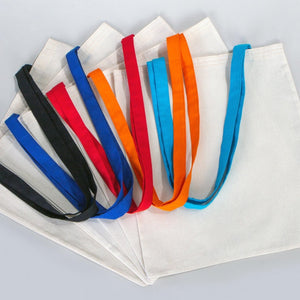 Custom Cotton Tote Bag with Saks Blue Handles – 14"x16" Eco - Friendly Logo Bag - Pamusan.com