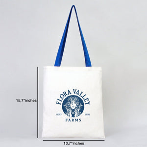 Custom Cotton Tote Bag with Saks Blue Handles – 14"x16" Eco - Friendly Logo Bag - Pamusan.com