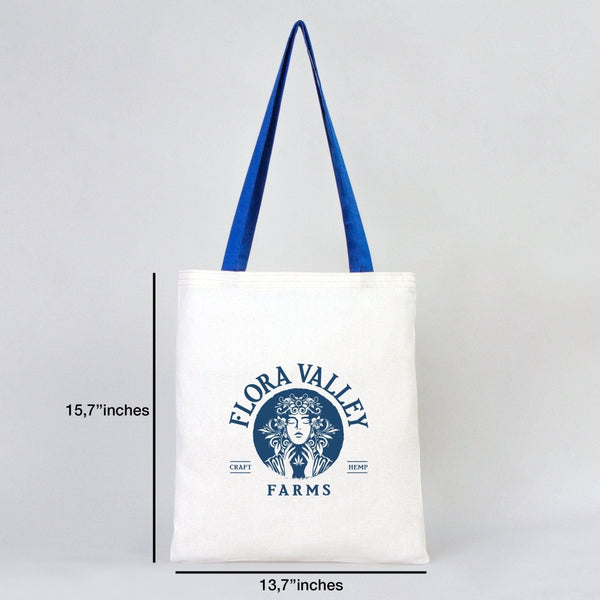 Custom Cotton Tote Bag with Saks Blue Handles – 14"x16" Eco - Friendly Logo Bag - Pamusan.com