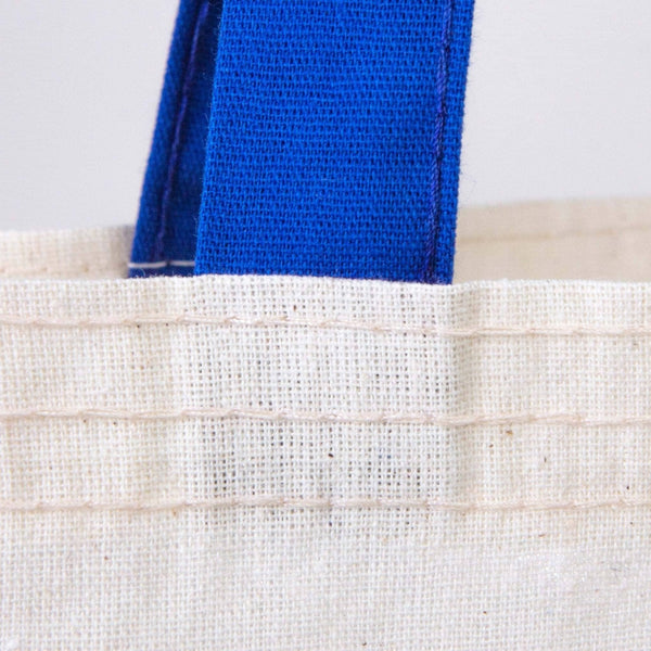 Custom Cotton Tote Bag with Saks Blue Handles – 14"x16" Eco - Friendly Logo Bag - Pamusan.com
