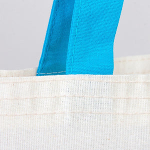 Custom Cotton Tote Bag with Turquoise Handles – 14"W x 16"H | Wholesale Organic Tote Bags - Pamusan.com