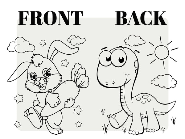 Custom Drawstring Backpacks for Kids – Dinosaur & Rabbit Design Coloring Bags — back view | Pamusan