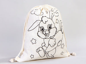 Custom Drawstring Backpacks for Kids – Dinosaur & Rabbit Design Coloring Bags — back view | Pamusan