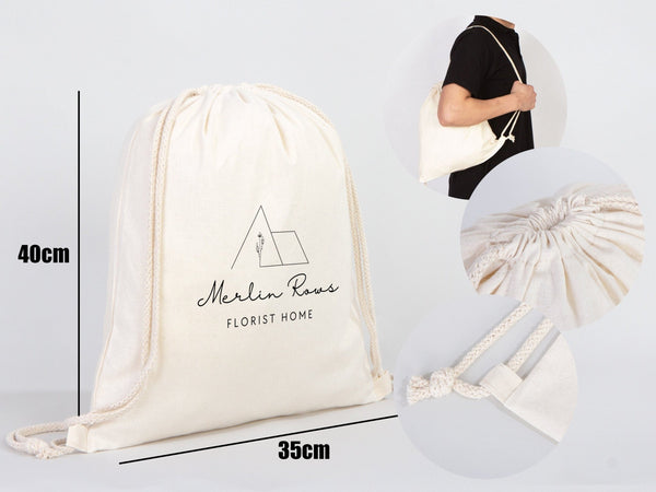 Custom Cotton Drawstring Bags – Personalized Eco-Friendly Backpacks with Logo Print — back view | Pamusan