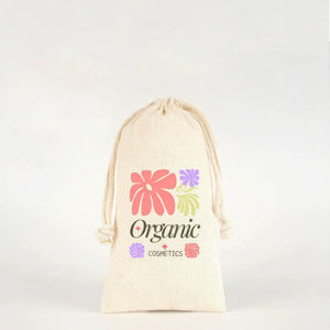 Custom Drawstring Pouch – Printed Natural Cotton Muslin Favor Bag 4"x8" (10x20 cm) - Pamusan.com