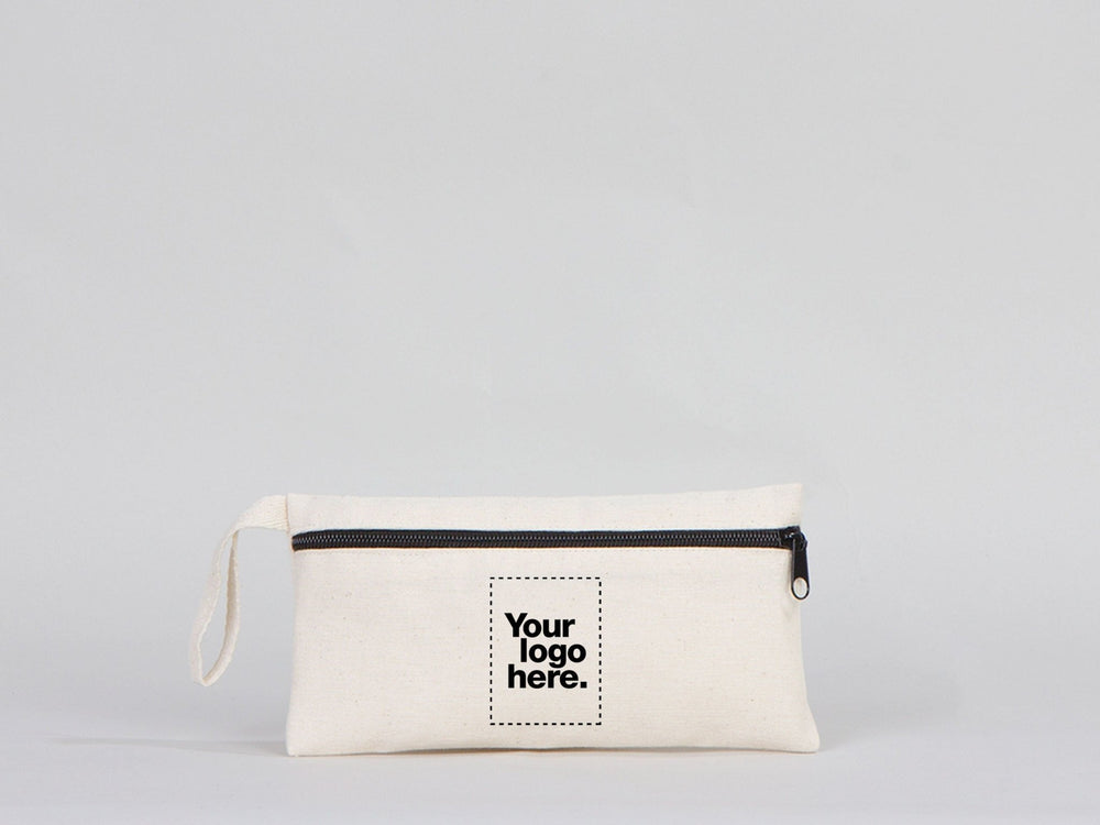 Custom Fabric Pencil Case – 8"x4" White Cotton Zippered Pouch | School & Cosmetic Bag - Pamusan.com