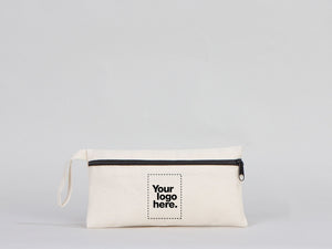 Custom Fabric Pencil Case – 8"x4" White Cotton Zippered Pouch | School & Cosmetic Bag - Pamusan.com