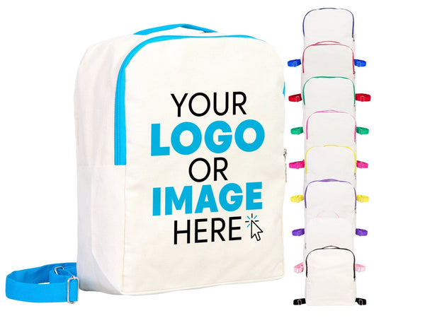 Custom Kids Canvas Backpack – Personalized School Bag for Boys & Girls (10"W x 13"H x 4"L) — back view | Pamusan