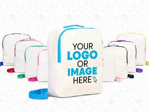 Custom Kids Canvas Backpack – Personalized School Bag for Boys & Girls (10"W x 13"H x 4"L) — back view | Pamusan