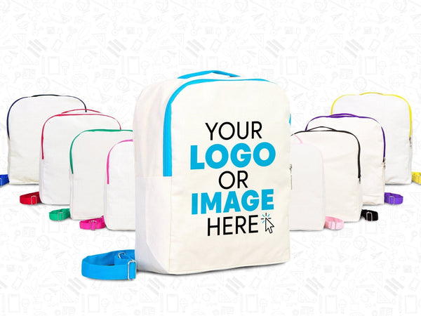 Custom Kids Canvas Backpack – Personalized School Bag for Boys & Girls (10"W x 13"H x 4"L) — back view | Pamusan