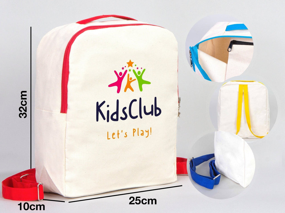 Custom Kids Canvas Backpack – Personalized School Bag for Boys & Girls (10"W x 13"H x 4"L) | Pamusan