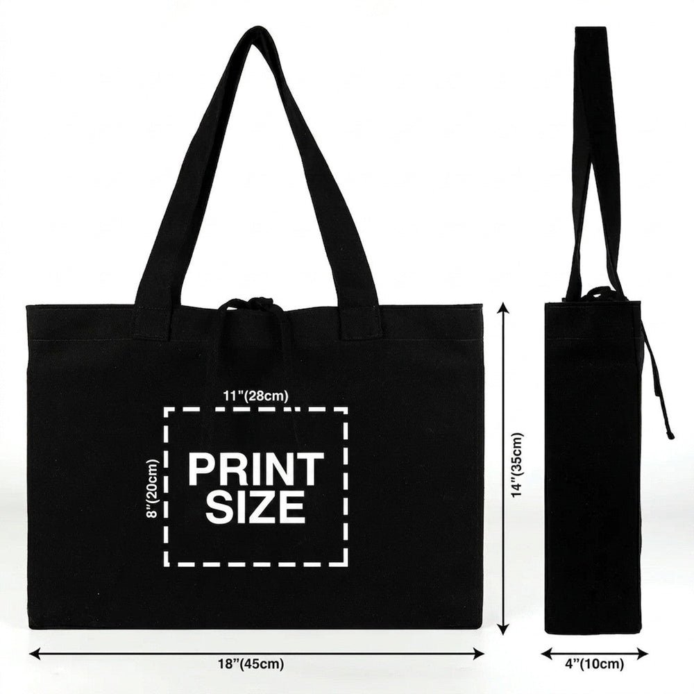 Custom Large Black Canvas Tote Bags – 18"W x 14"H x 4"L Personalized Bags With Logo - Pamusan.com
