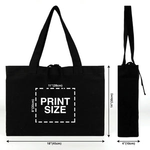 Custom Large Black Canvas Tote Bags – 18"W x 14"H x 4"L Personalized Bags With Logo - Pamusan.com
