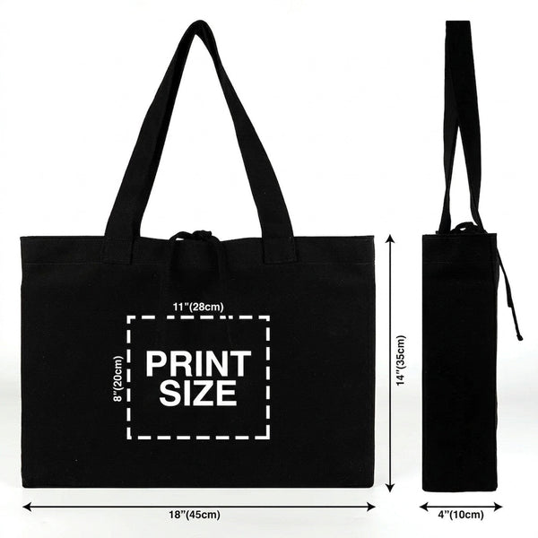 Custom Large Black Canvas Tote Bags – 18"W x 14"H x 4"L Personalized Bags With Logo - Pamusan.com