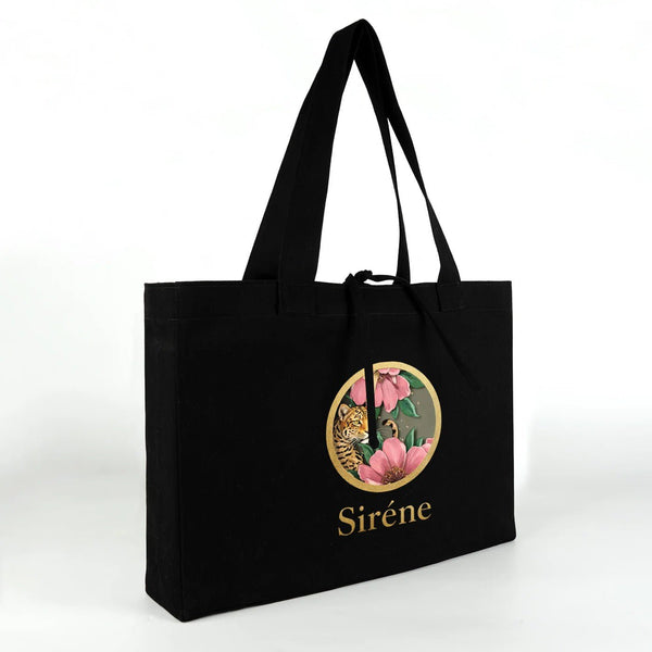 Custom Large Black Canvas Tote Bags – 18"W x 14"H x 4"L Personalized Bags With Logo - Pamusan.com