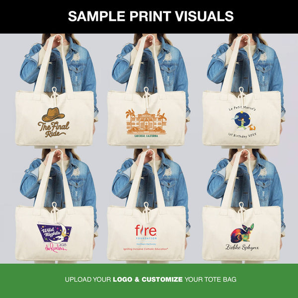 Custom Large Canvas Tote Bags – 18"W x 14"H x 4"L Personalized Cotton Bags With Logo - Pamusan.com