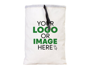 Custom Logo Printed Cotton Bags – 8"W x 12"H Bridal Gift Bags, Black Double Pouches — print detail | Pamusan