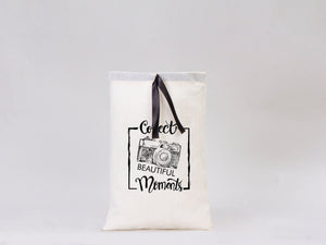 Custom Logo Printed Cotton Bags – 8"W x 12"H Bridal Gift Bags, Black Double Pouches — print detail | Pamusan