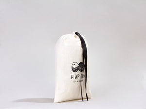 Custom Logo Printed Cotton Bags – 8"W x 12"H Bridal Gift Bags, Black Double Pouches — print detail | Pamusan