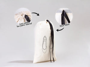 Custom Logo Printed Cotton Bags – 8"W x 12"H Bridal Gift Bags, Black Double Pouches — print detail | Pamusan