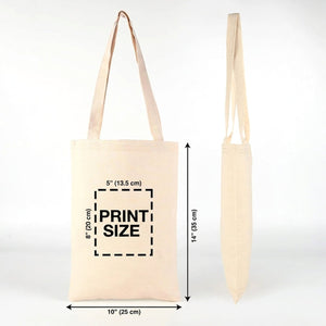 Custom Long Handle Tote Bag 10"x14" With Logo – Mini Printed, 6 oz Gabardine Fabric - Pamusan.com